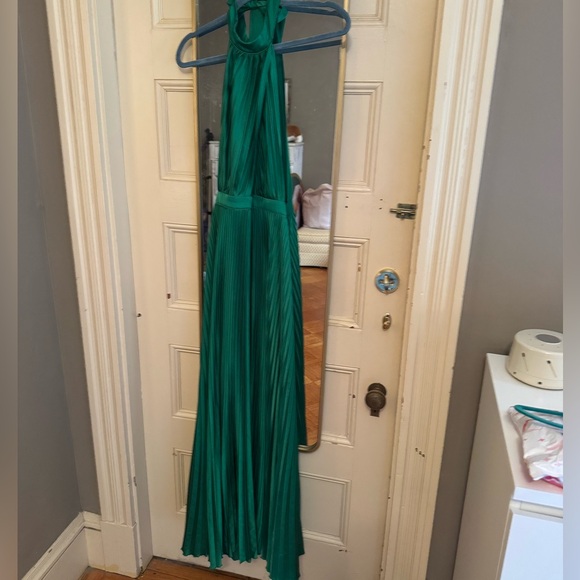 L’IDEE size 6 green pleated midi emerald dress green renaissance - Picture 5 of 10